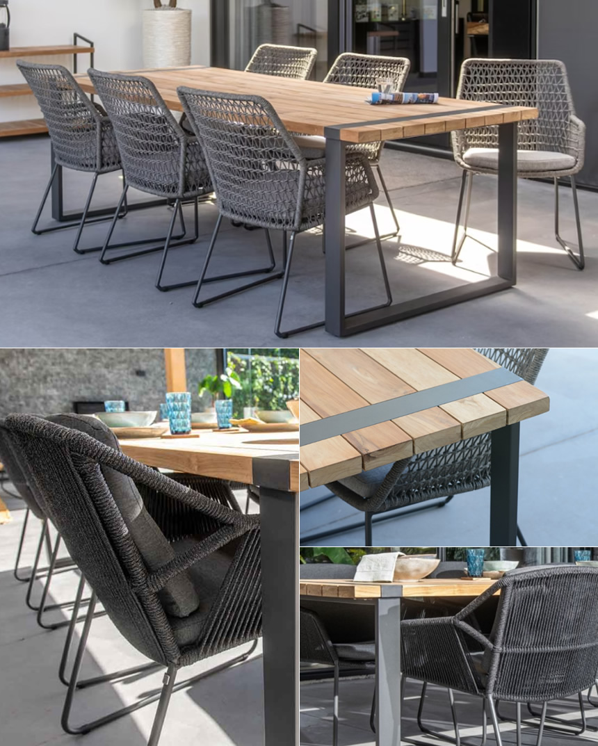 アルト レクタングルチーク天板 ダイニングテーブル（アントラシット